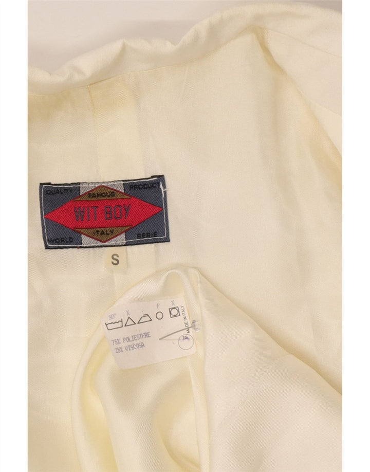 Wit Boy Womens 3 Button Blazer Jacket UK 10 Small Off White Polyester