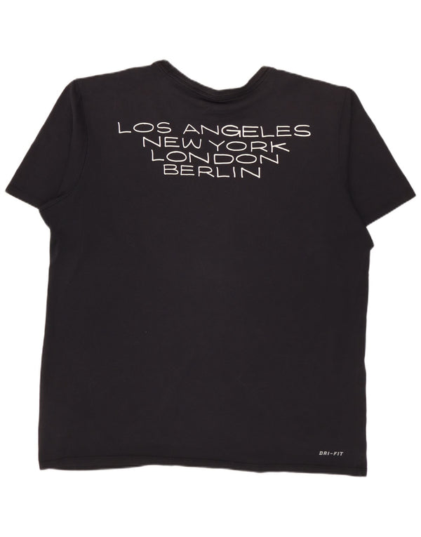 NIKE Mens Athletic Cut Graphic T-Shirt Top Large Black Cotton
