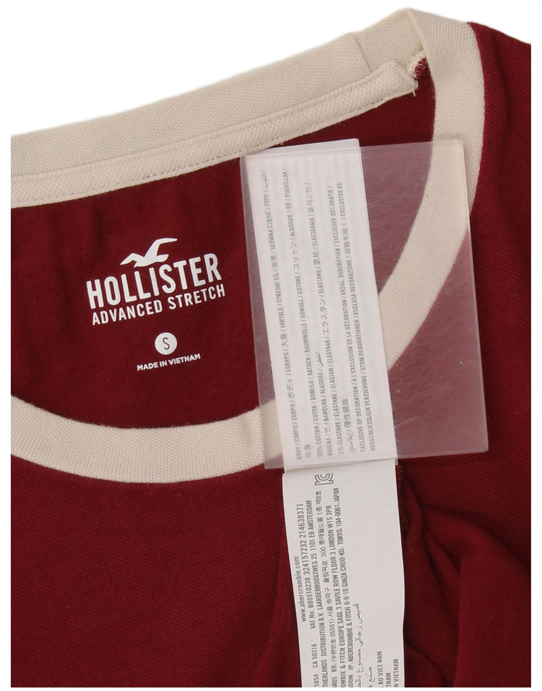 Hollister Mens T-Shirt Top Small Burgundy Cotton