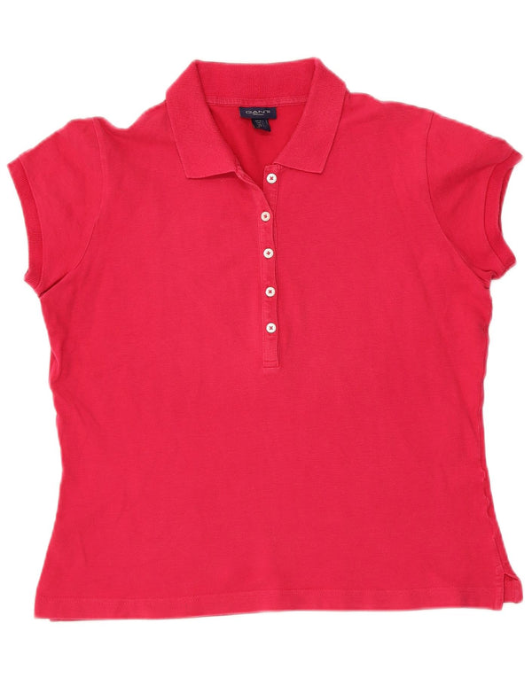 Gant Womens Polo Shirt UK 14 Large Red Cotton