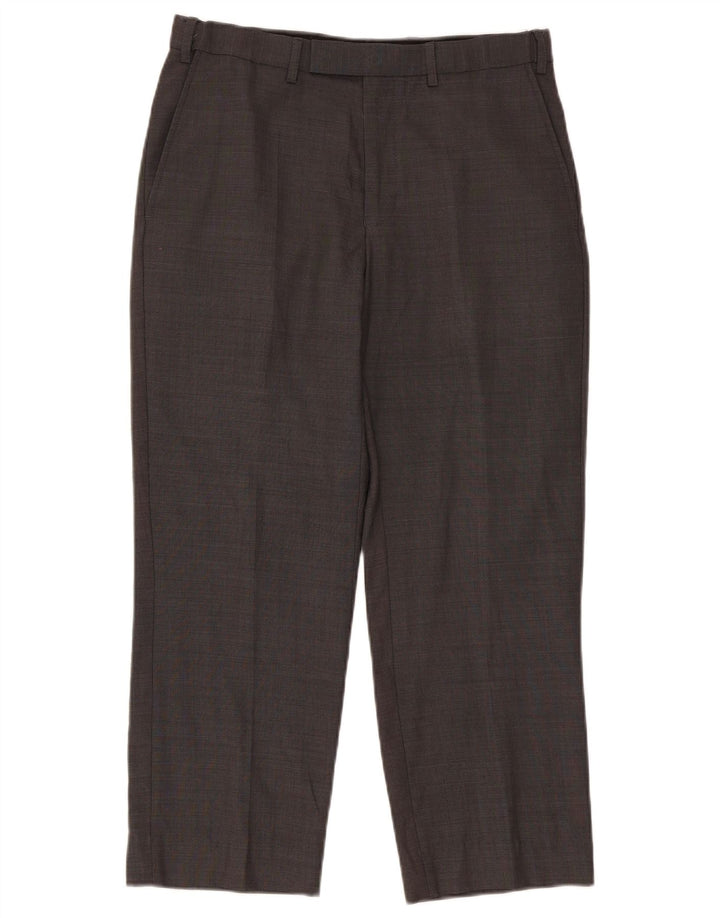 Marks & Spencer Mens Tailored Fit Straight Suit Trousers W32 L26 Grey Wool