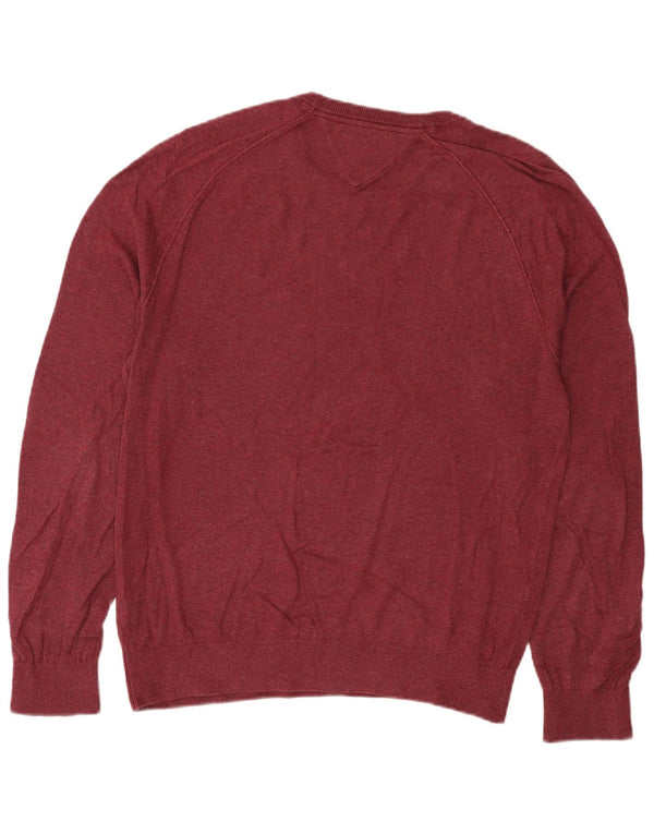 Tommy Hilfiger Mens Crew Neck Jumper Sweater Medium Red Cotton