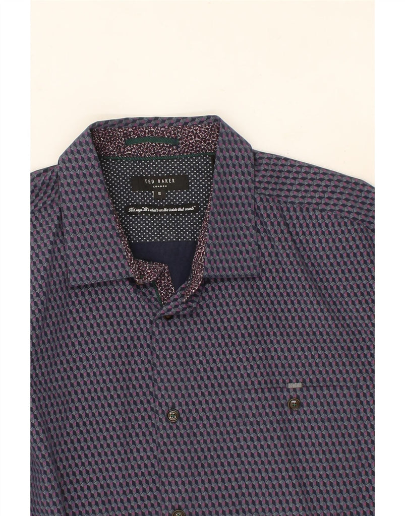 TED BAKER Mens Shirt Size 5 XL Purple Geometric Cotton Vintage Ted Baker and Second-Hand Ted Baker from Messina Hembry 