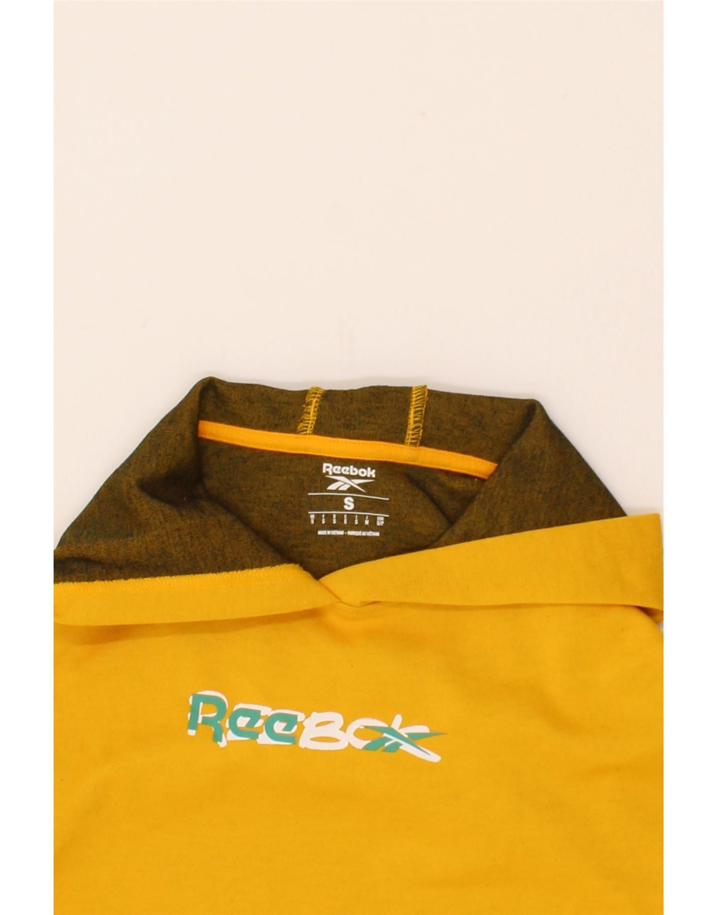 Sudadera con capucha estampada para hombre REEBOK color amarillo poliester talla pequena