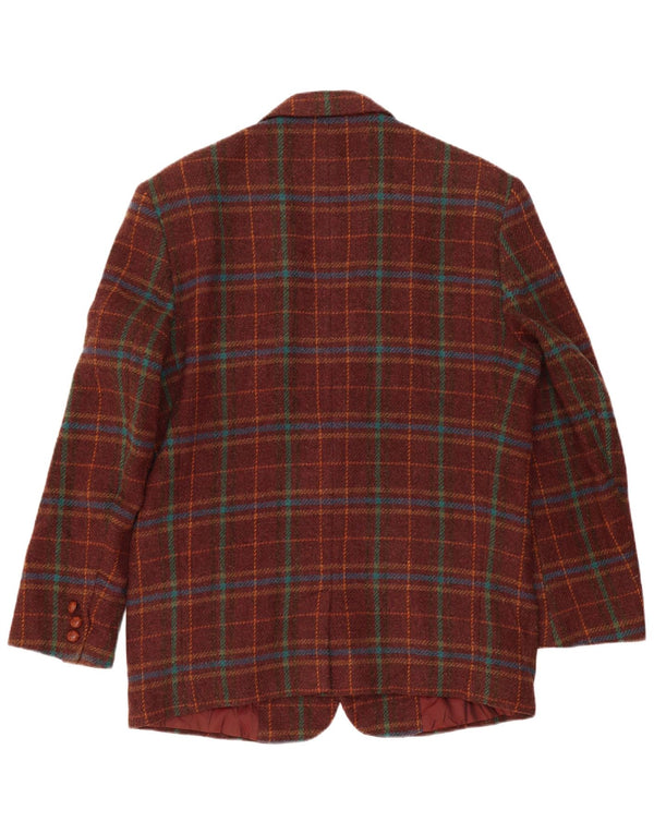 Sisley Mens 2 Button Blazer Jacket UK 42 XL Burgundy Plaid Classic