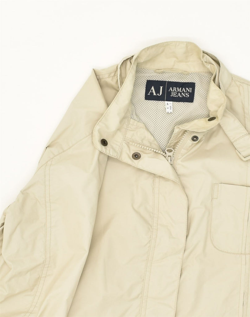 ARMANI JEANS Womens Utility Jacket US 6 Medium Beige Nylon | Vintage Armani Jeans | Thrift | Second-Hand Armani Jeans | Used Clothing | Messina Hembry 