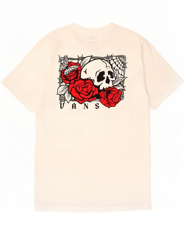 Vans Mens Classic Fit Graphic T-Shirt Top Medium Off White Cotton