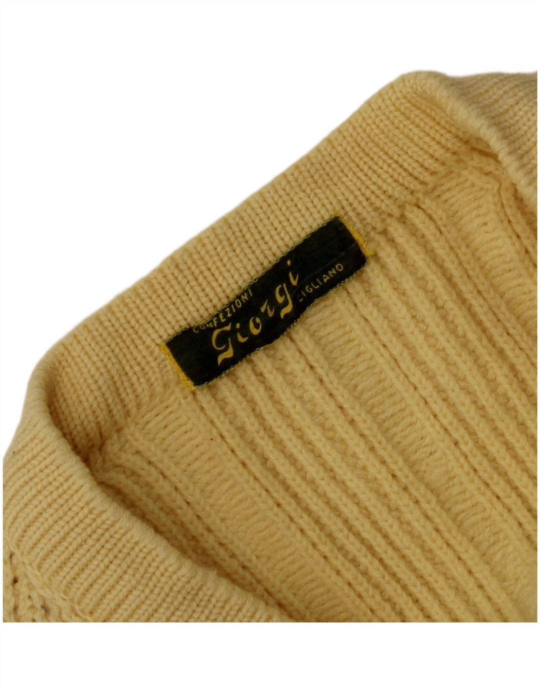 Vintage Mens V-Neck Jumper Sweater Medium Yellow