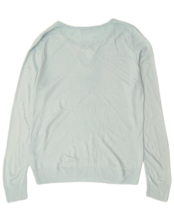 Marks & Spencer Womens Boat Neck Jumper Sweater UK 8 Small Blue Acrylic