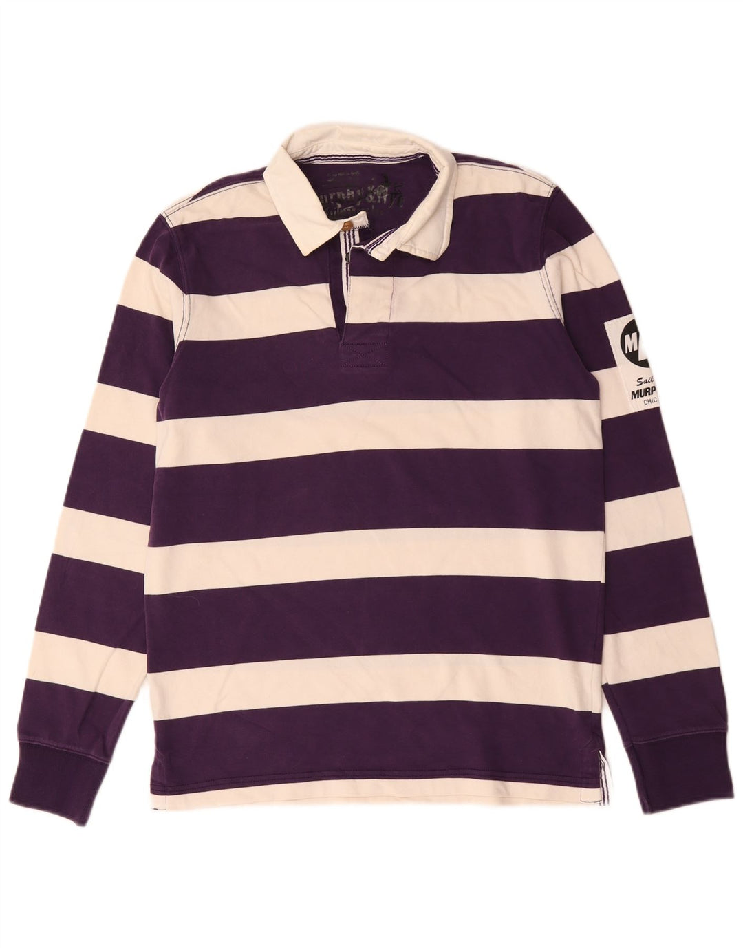 Murphy & Nye Mens Graphic Rugby Polo Shirt Medium Purple Striped