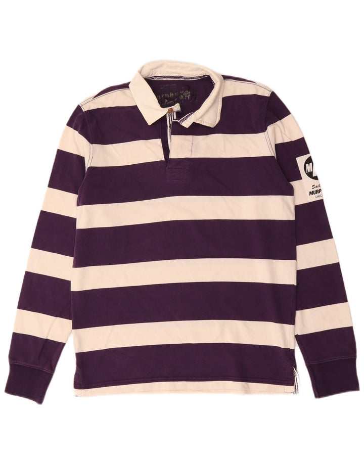 Murphy & Nye Mens Graphic Rugby Polo Shirt Medium Purple Striped