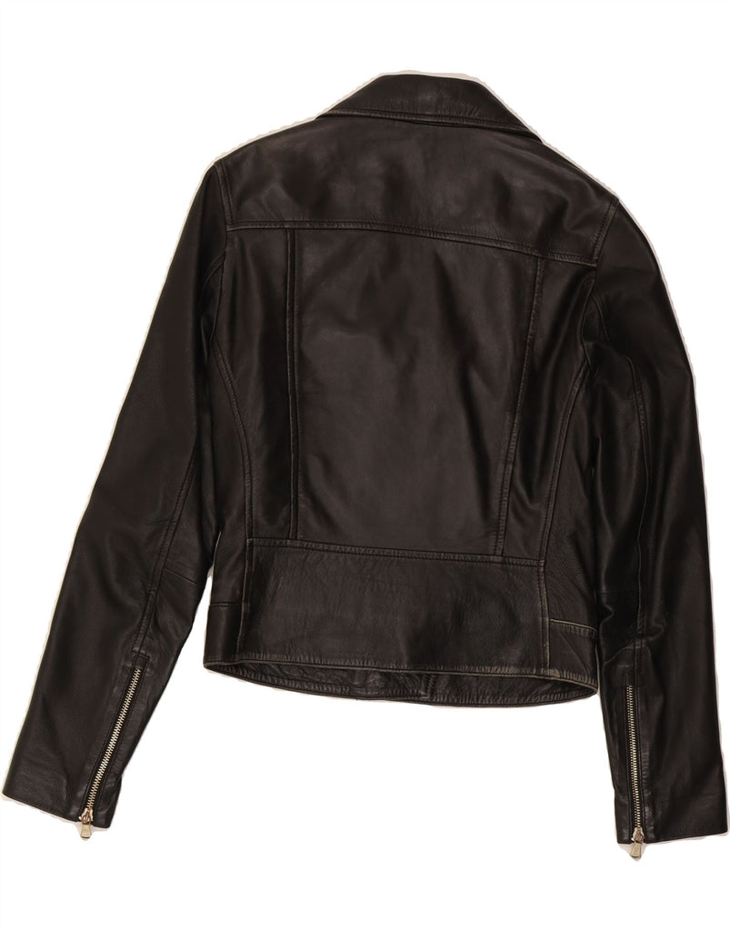 MASSIMO DUTTI Womens Leather Biker Jacket UK 6 XS Black Leather Vintage Massimo Dutti and Second-Hand Massimo Dutti from Messina Hembry 