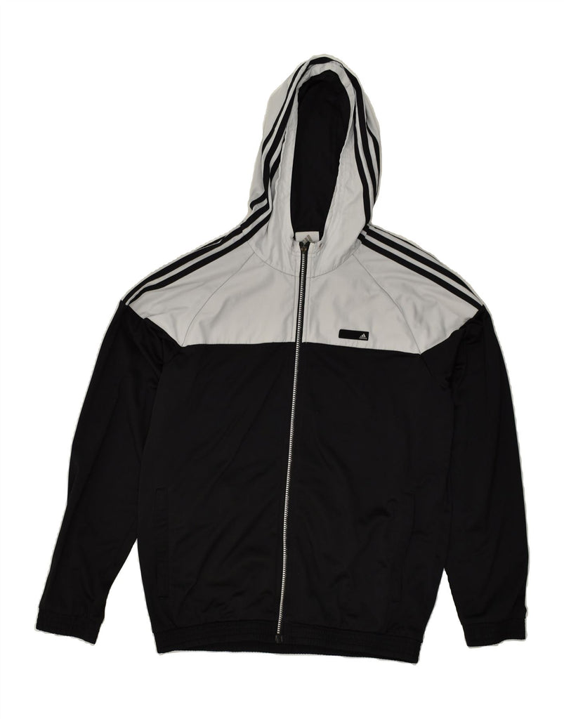 ADIDAS Mens Hooded Rain Jacket UK 42/44 Large Black Colourblock Polyester Vintage Adidas and Second-Hand Adidas from Messina Hembry 