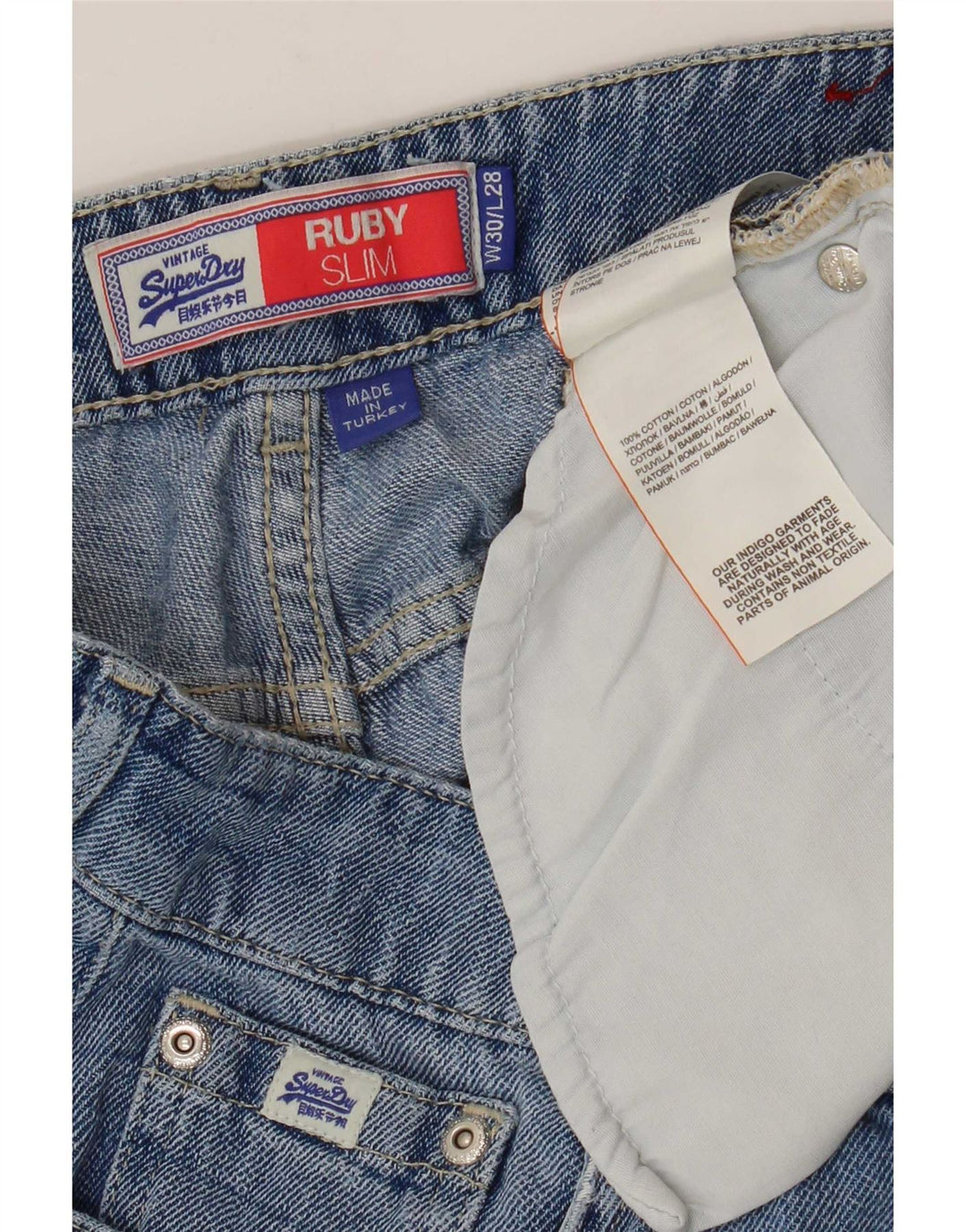 Superdry Womens Ruby High Waist Crop Slim Jeans W30 L24 Blue Cotton