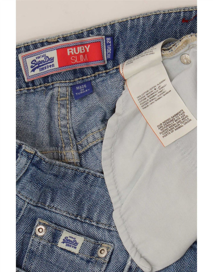 Superdry Womens Ruby High Waist Crop Slim Jeans W30 L24 Blue Cotton