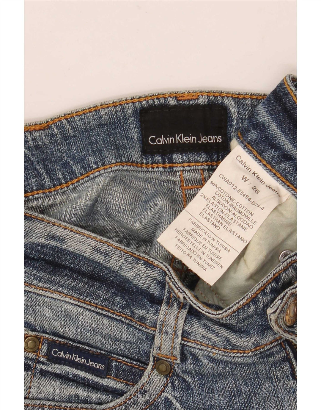 Calvin Klein Womens Slim Jeans W26 L30 Blue Cotton