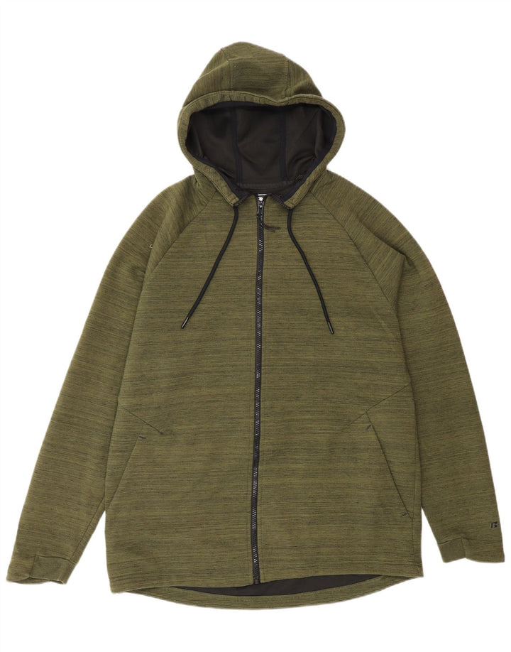 RUSSELL ATHLETIC Mens Zip Hoodie Sweater UK 38/40 Medium Khaki Polyester