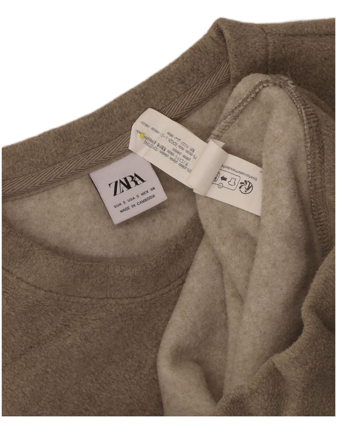 Zara Mens Loose Fit Sweatshirt Jumper Small Beige Polyester
