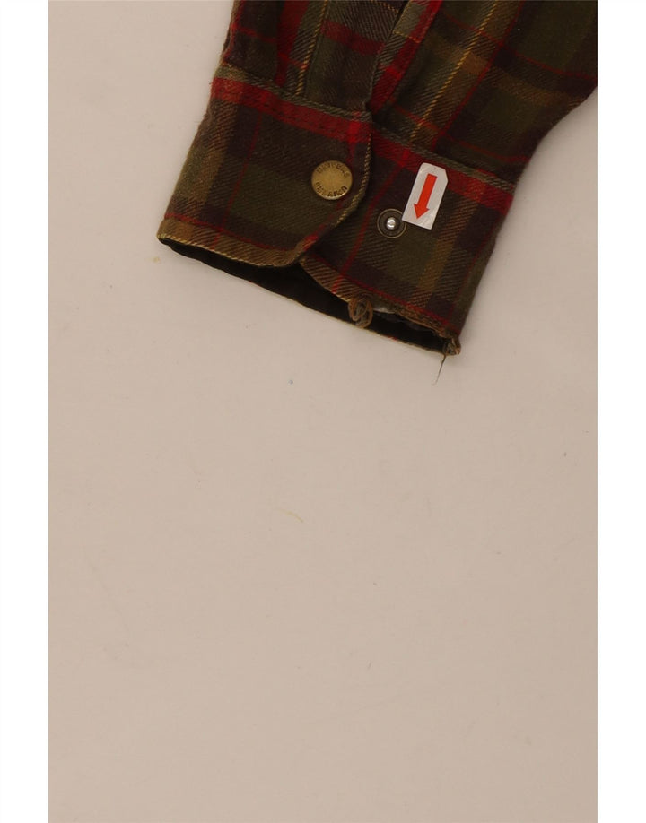 Univers Mens Flannel Shirt Large Khaki Check Cotton