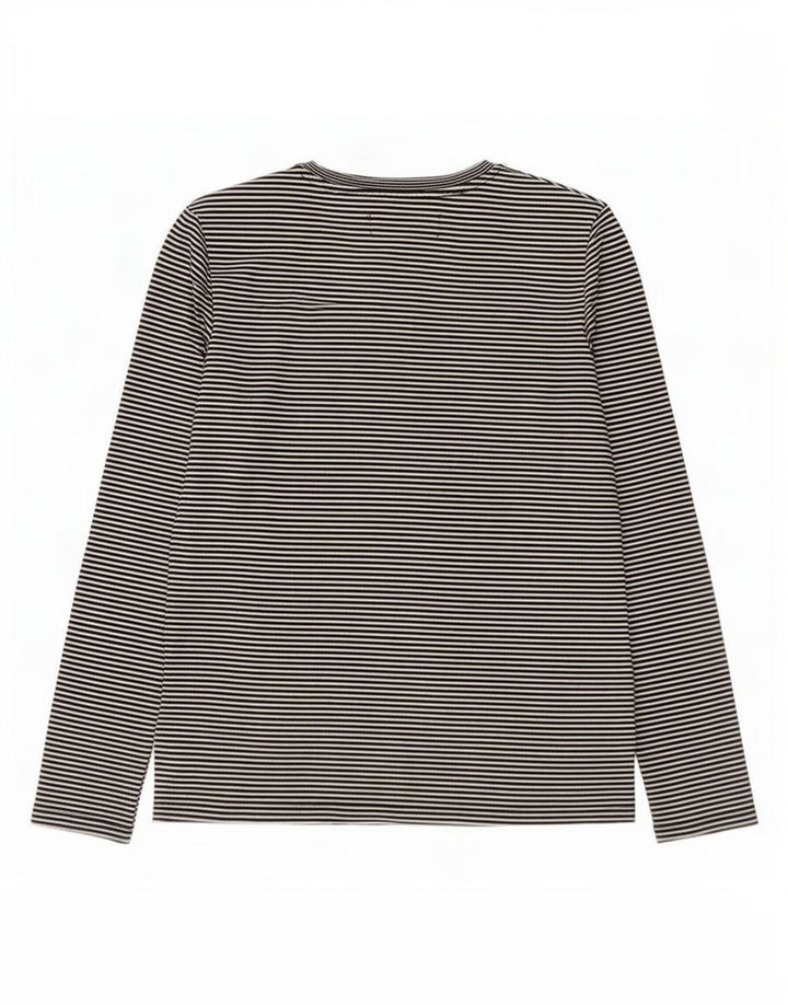 Superdry Womens Graphic Top Long Sleeve UK 12 Medium Black Striped