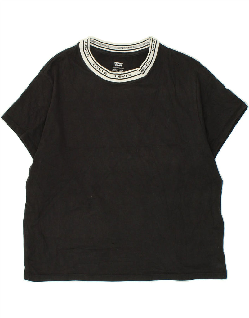 LEVI'S Womens T-Shirt Top UK 14 Medium Black Cotton | Vintage Levi's | Thrift | Second-Hand Levi's | Used Clothing | Messina Hembry 