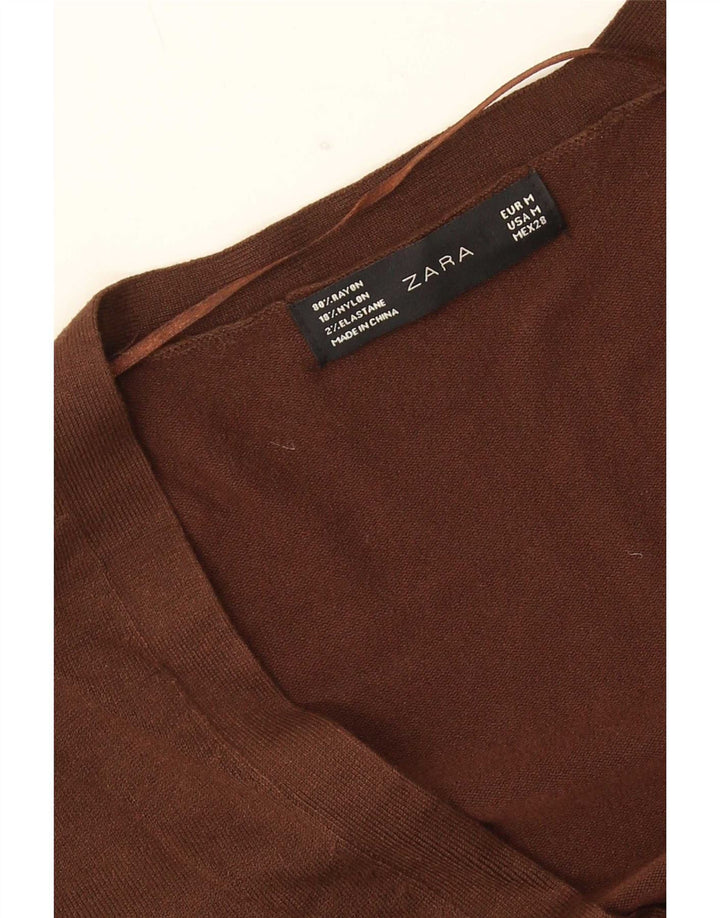 Zara Womens Cardigan Sweater UK 14 Medium Brown Rayon
