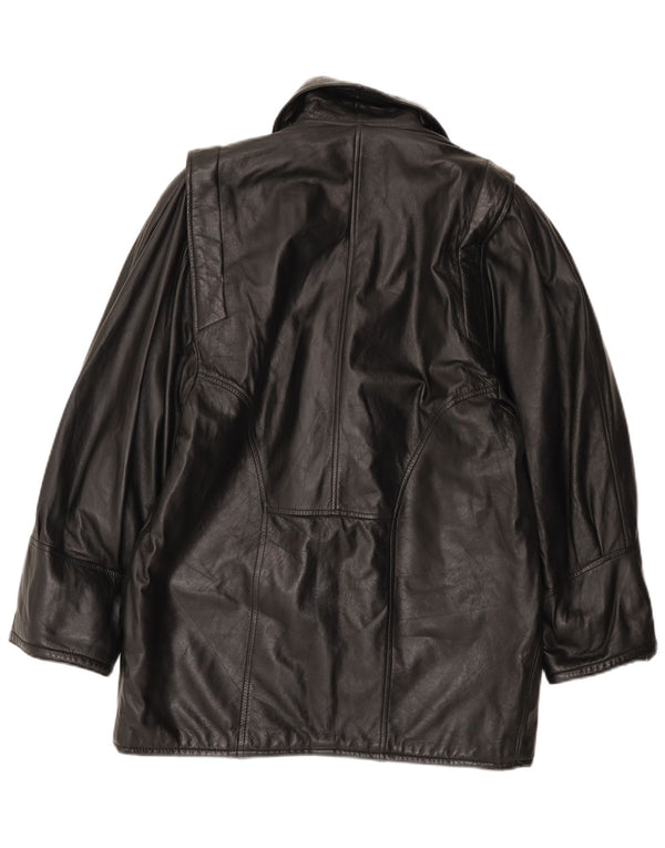 Lavorazione Artigiana Womens Leather Coat UK 18 XL Black Leather