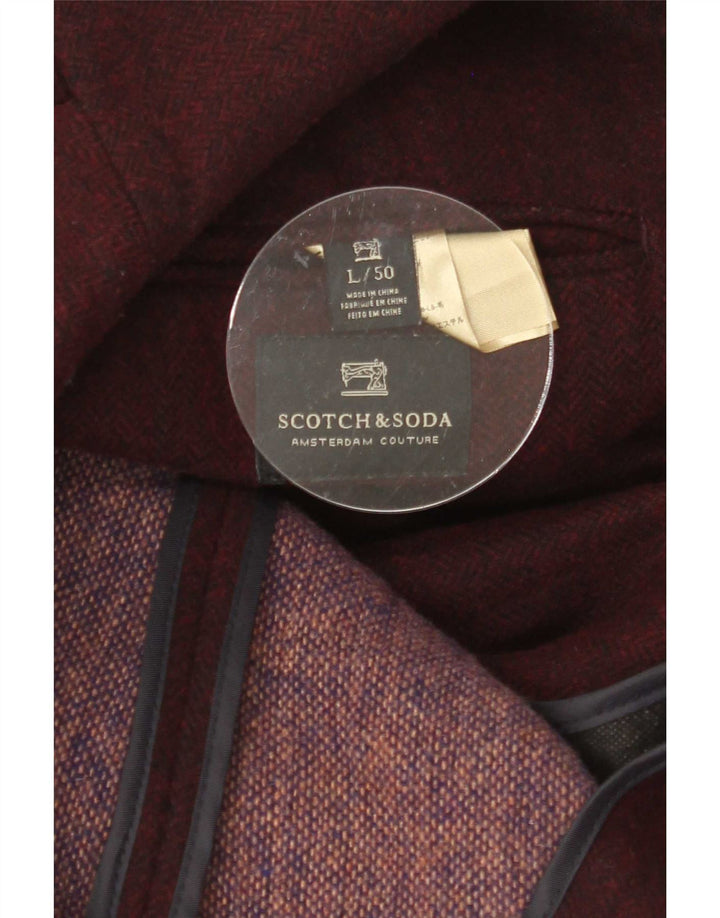 Scotch & Soda Mens 3 Button Blazer Jacket IT 50 Large Burgundy Wool