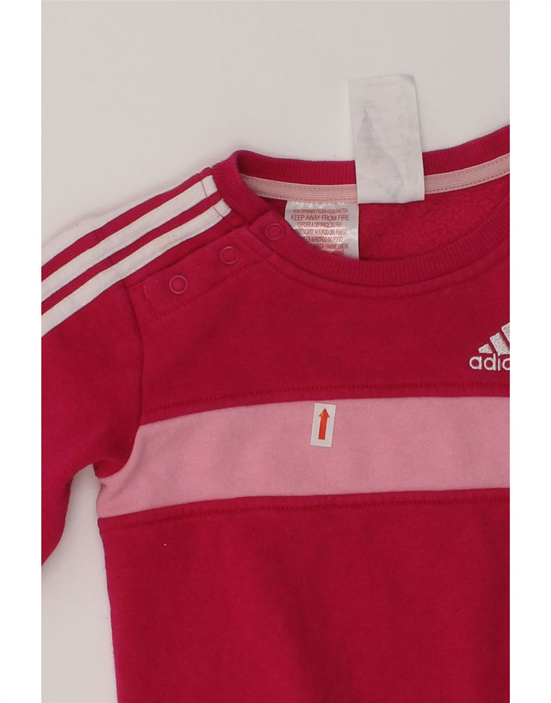 ADIDAS Baby Girls Graphic Sweatshirt Jumper 12-18 Months Pink Colourblock | Vintage Adidas | Thrift | Second-Hand Adidas | Used Clothing | Messina Hembry 