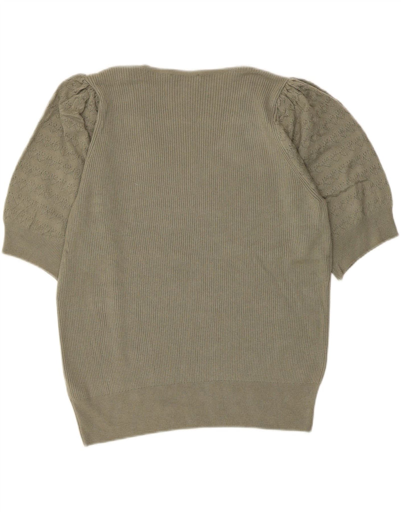 MARKS & SPENCER Womens Short Sleeve V-Neck Jumper Sweater UK 20 2XL Green Vintage Marks & Spencer and Second-Hand Marks & Spencer from Messina Hembry 