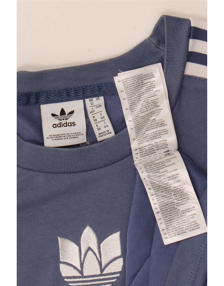 Adidas Womens T-Shirt Top UK 12 Medium Blue Cotton