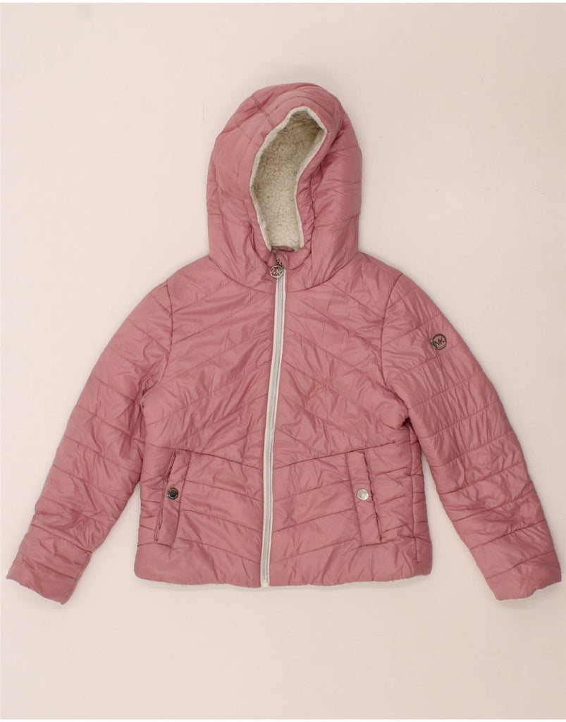 MICHAEL KORS Girls Crop Hooded Padded Jacket 7-8 Years Pink Nylon Vintage Michael Kors and Second-Hand Michael Kors from Messina Hembry 