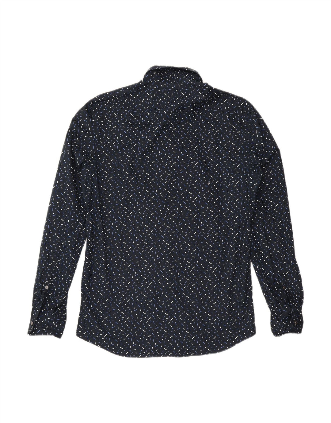 MICHAEL KORS Mens Slim Fit Shirt Small Navy Blue Flecked Cotton