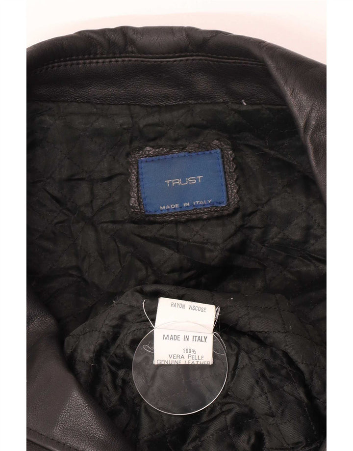 Vintage Mens Leather Jacket IT 52 XL Black Leather