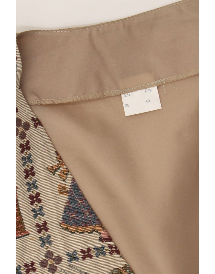 Vintage Womens Graphic Waistcoat EU 40 Medium Beige