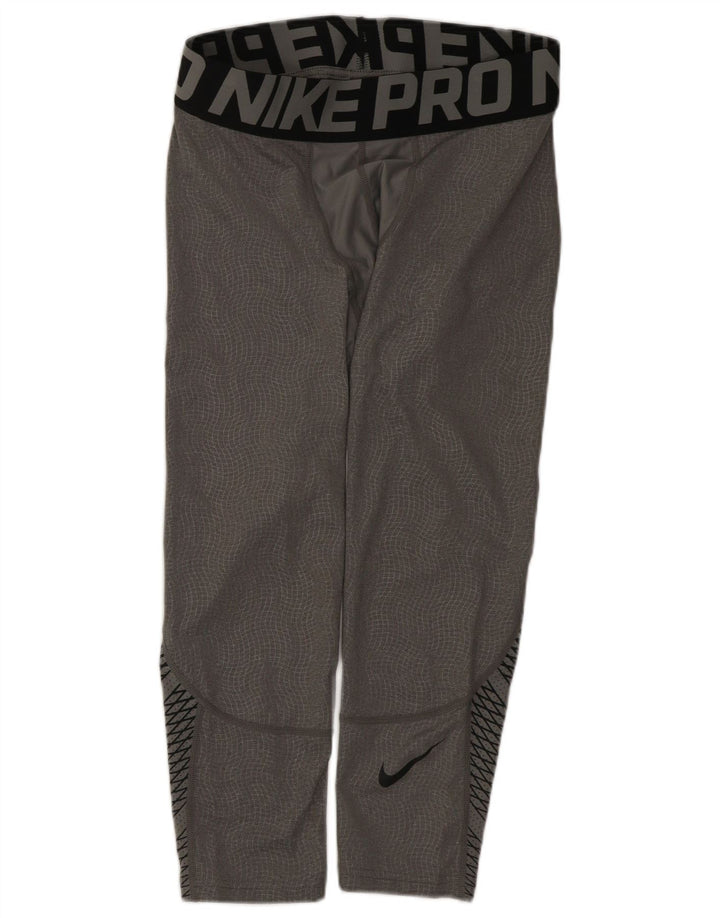 Nike Mens Graphic Capri Leggings Small Grey Colourblock Polyester