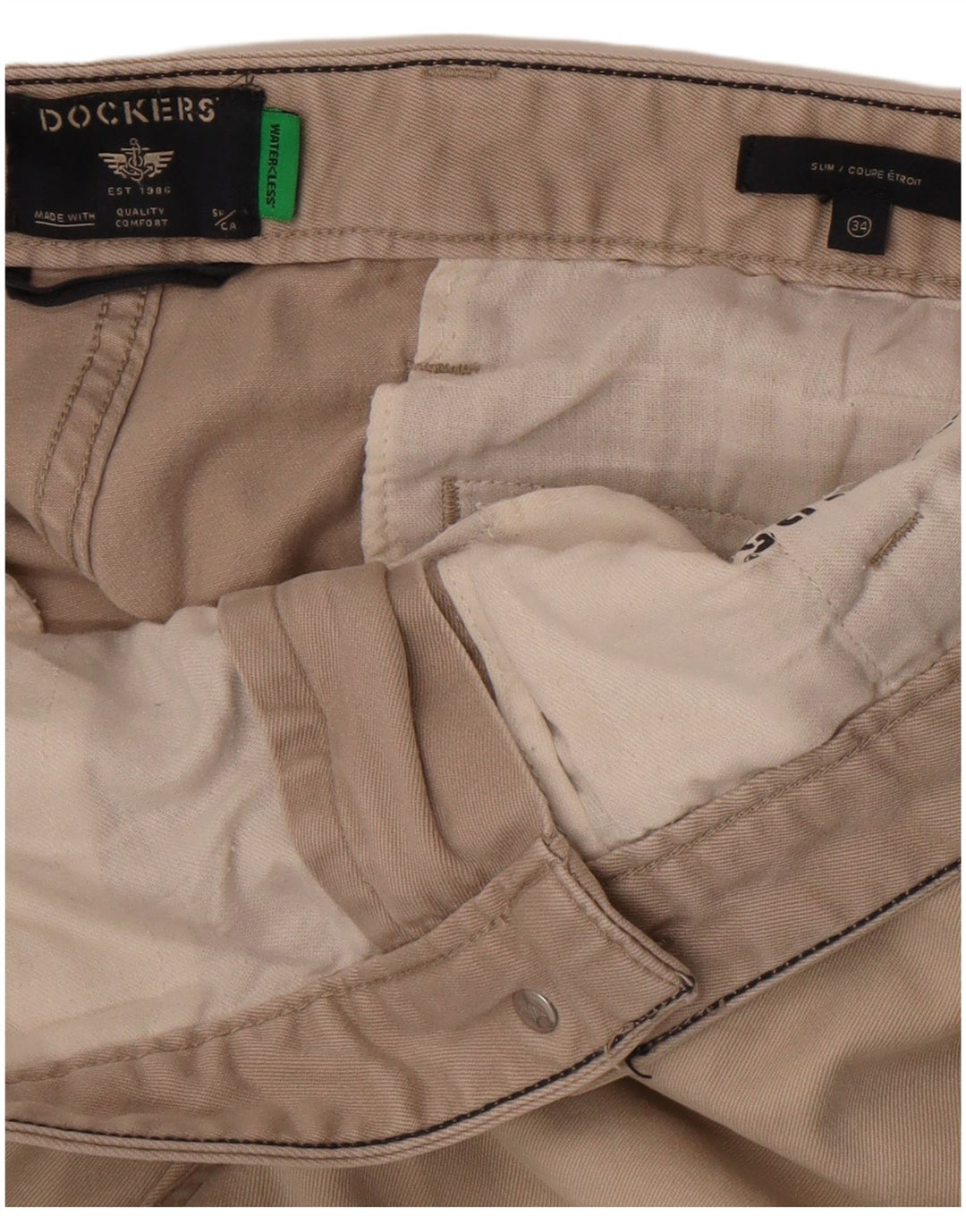 Dockers Mens Slim Chino Trousers W34 L29 Beige