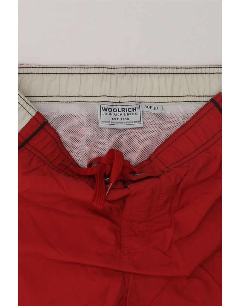 WOOLRICH Boys Graphic Swimming Shorts 9-10 Years Red Colourblock | Vintage Woolrich | Thrift | Second-Hand Woolrich | Used Clothing | Messina Hembry 