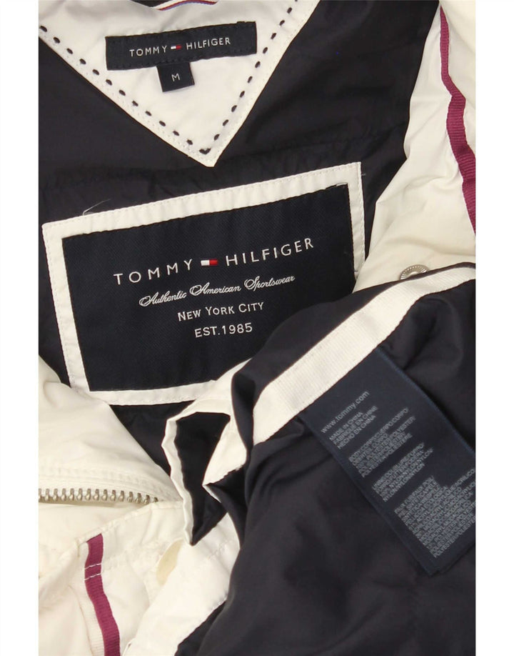 Tommy Hilfiger Womens Hooded Padded Coat UK 12 Medium White Polyester