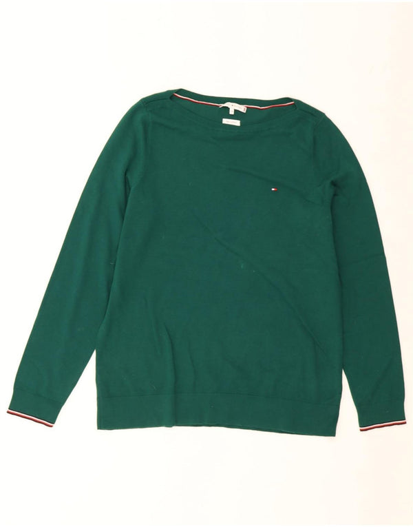 Tommy Hilfiger Womens Boat Neck Jumper Sweater UK 20 2XL Green Cotton