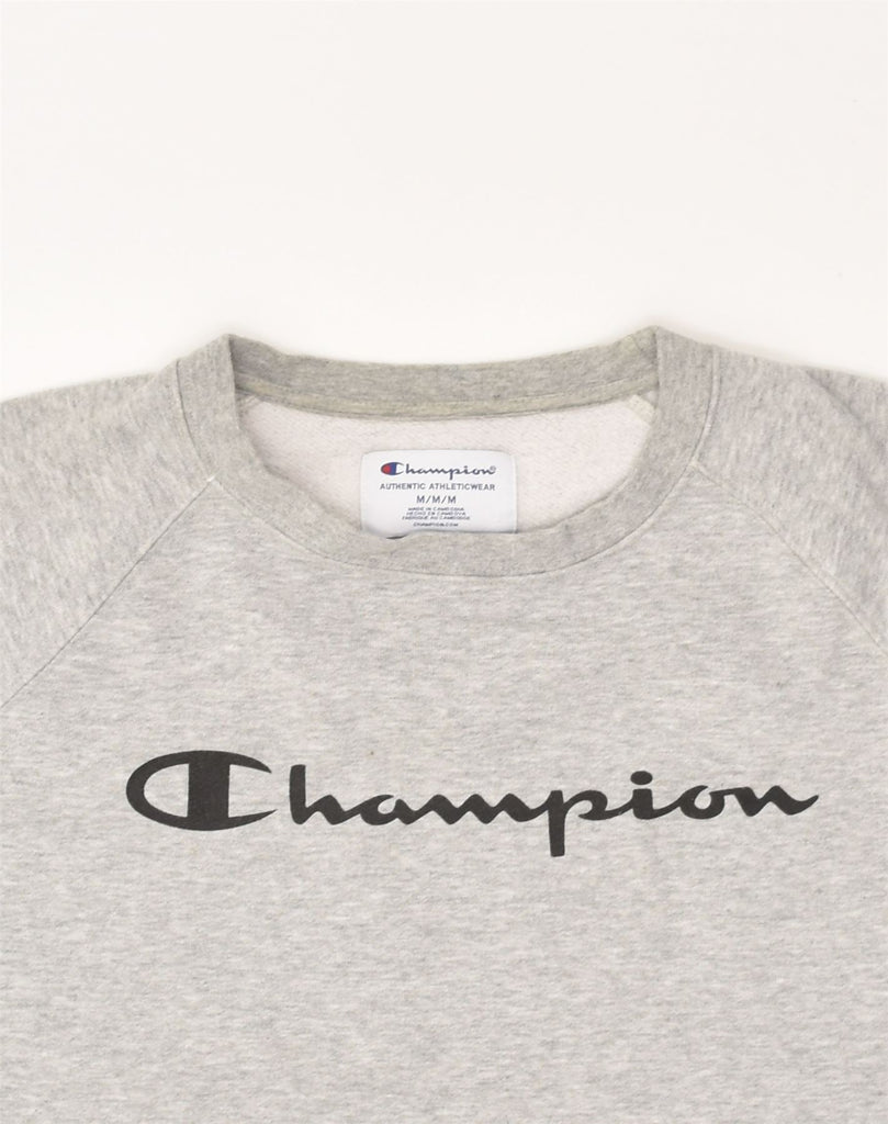 CHAMPION Womens Graphic Sweatshirt Jumper UK 14 Medium Grey Cotton | Vintage Champion | Thrift | Second-Hand Champion | Used Clothing | Messina Hembry 