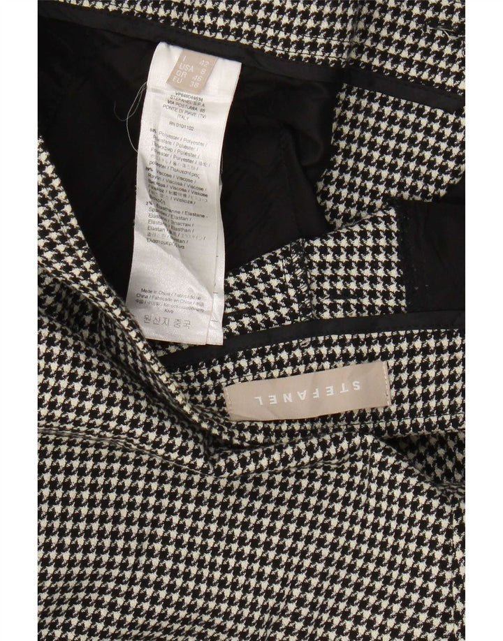 Stefanel Womens Cropped Trousers IT 42 Medium W32 L24 Black Houndstooth