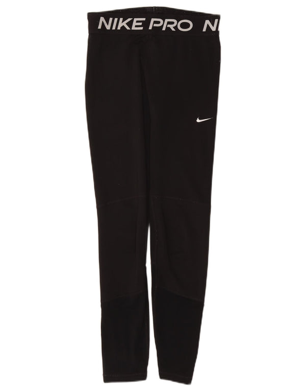 Nike Girls Graphic Leggings 13-14 Years XL Black Polyester