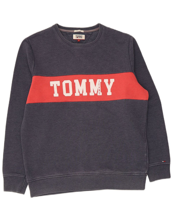 Tommy Hilfiger Mens Sweatshirt Jumper Large Navy Blue Colourblock