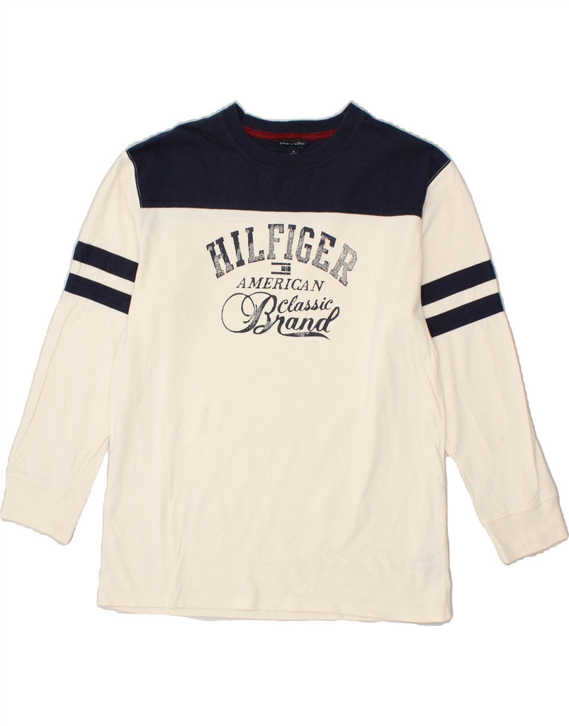 TOMMY HILFIGER Womens Graphic Top Long Sleeve UK 18 XL Off White | Vintage Tommy Hilfiger | Thrift | Second-Hand Tommy Hilfiger | Used Clothing | Messina Hembry 