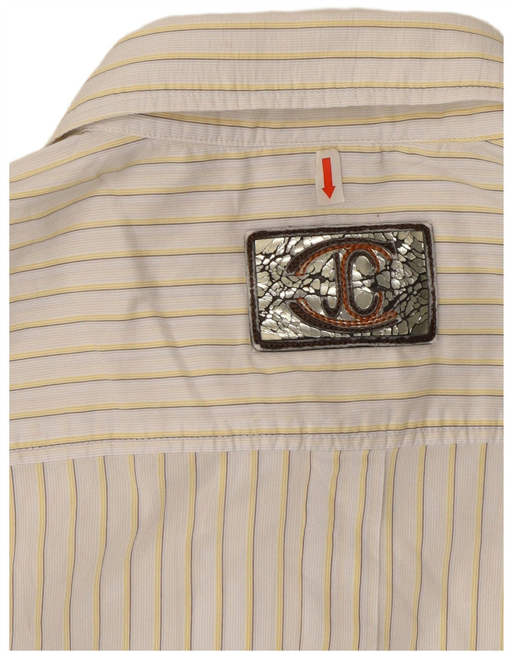 Just Cavalli Mens Shirt 3XL White Pinstripe