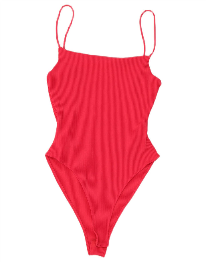 Zara Womens Bodysuit UK 12 Medium Red Polyamide