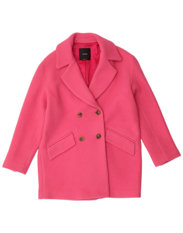 Pinko Womens Oversized Double Breasted Coat UK 6 XS  Pink Wool