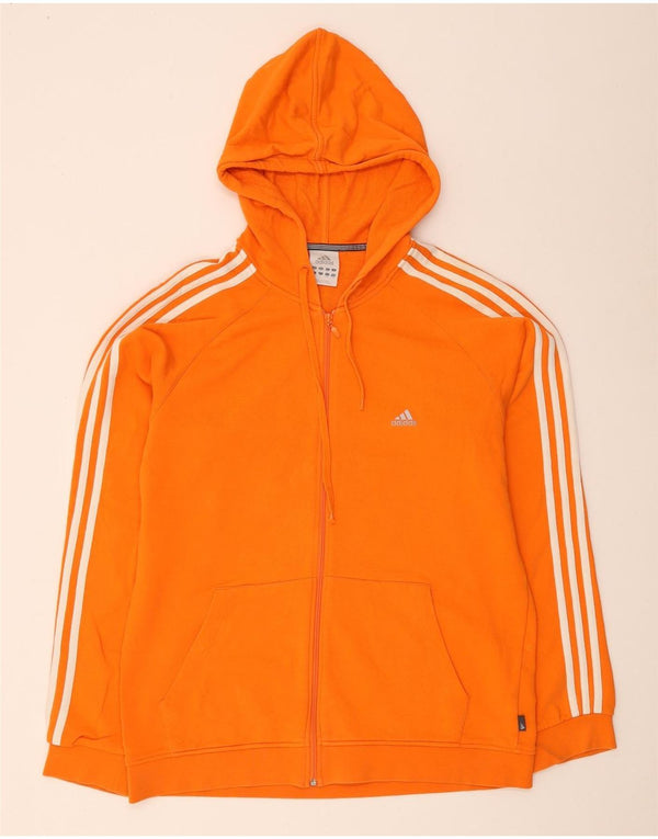 Adidas Mens Zip Hoodie Sweater Large Orange Cotton