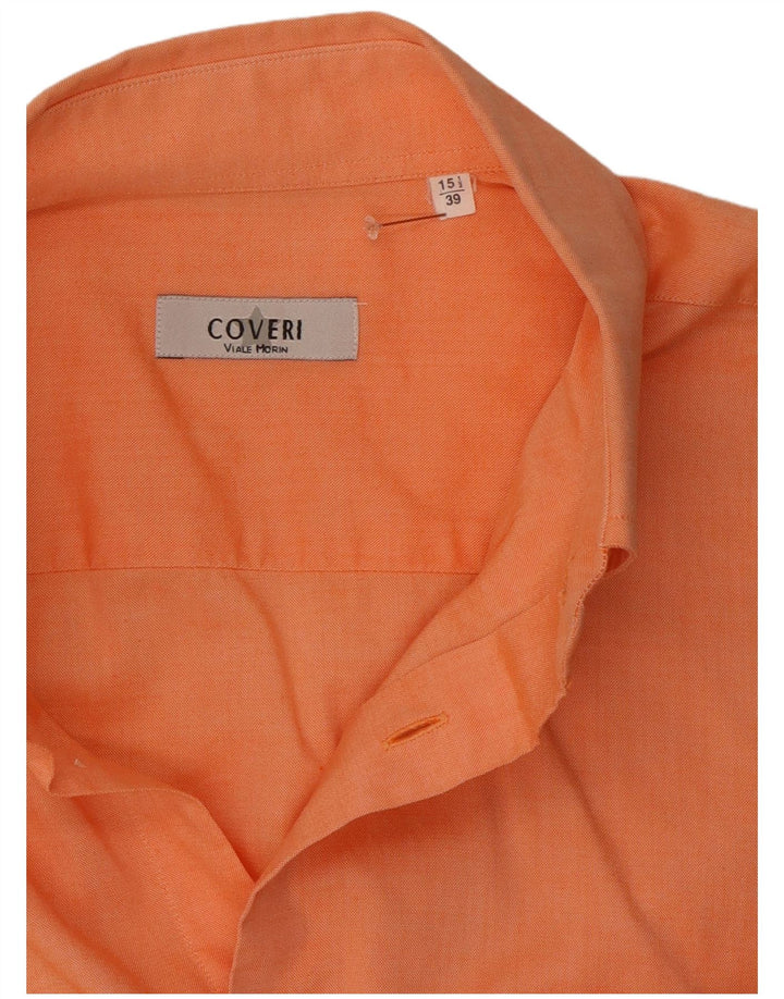 Coveri Mens Short Sleeve Shirt Size 39 15 1/2 Medium Orange